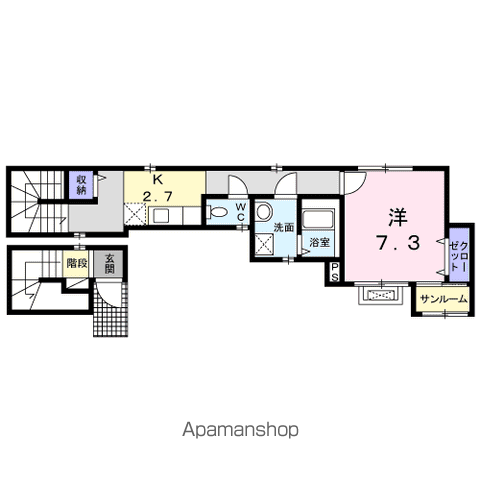 ジェルメ大喜新町(1K/3階)の間取り写真