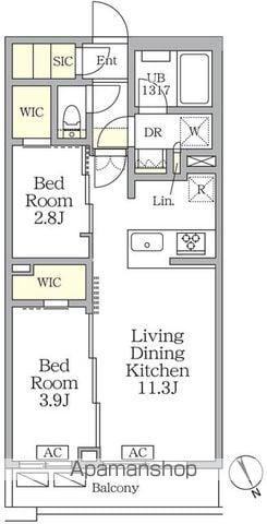 アジールコート後楽園(2LDK/3階)の間取り写真