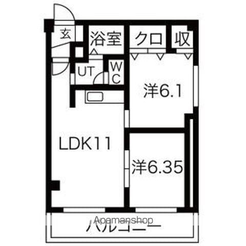 グランドマンション(2LDK/2階)の間取り写真