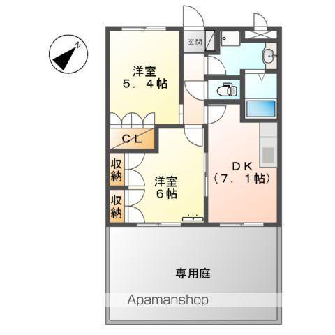 パティオ・プリムローズ(2DK/1階)の間取り写真