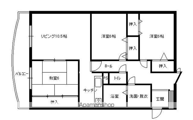 ヴィラ海岸町(3LDK/6階)の間取り写真