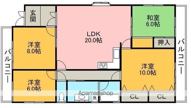 中野町さくらマンション(4LDK/3階)の間取り写真