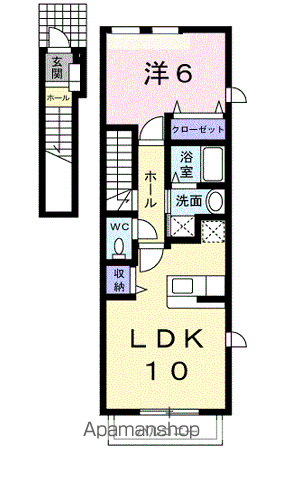 スモールウッズタウンTOMOⅡ(1LDK/2階)の間取り写真