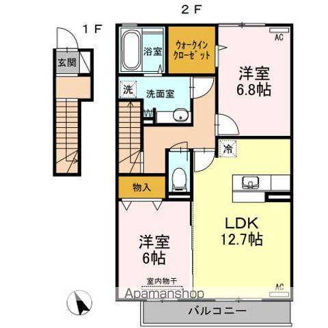 サンローズコートⅢ(2LDK/2階)の間取り写真