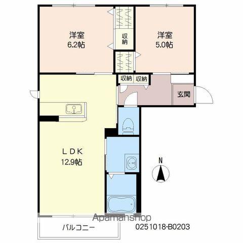 シルフィードKN Ⅱ(2LDK/2階)の間取り写真