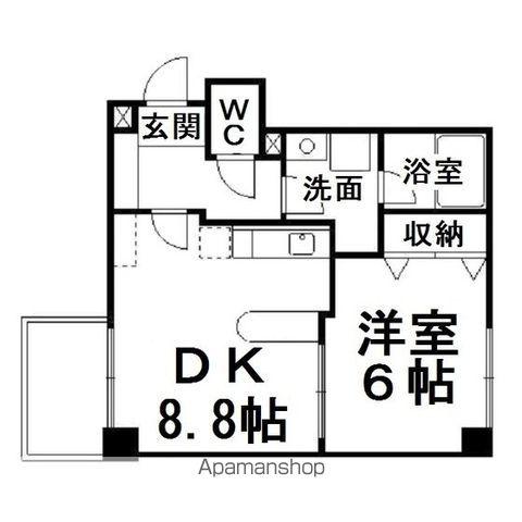 アイランドパレス2(1DK/2階)の間取り写真