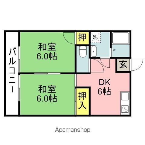 千福コーポ(2DK/3階)の間取り写真