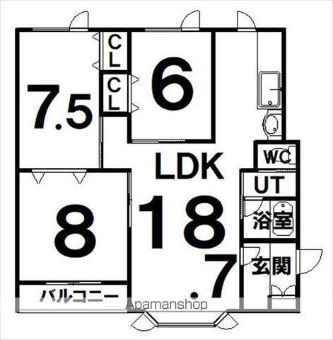 フォンテーヌ(3LDK/1階)の間取り写真