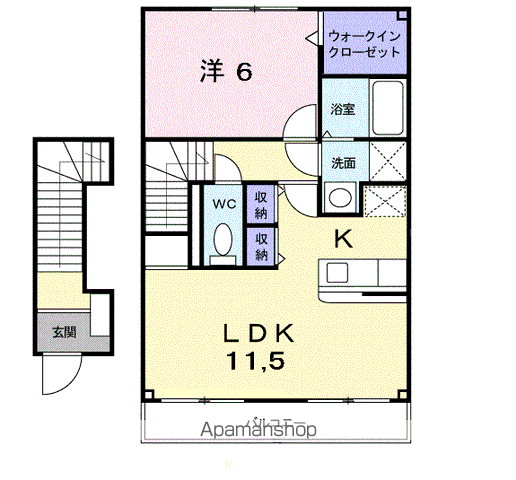 ソルトアヴェニュ-A(1LDK/2階)の間取り写真