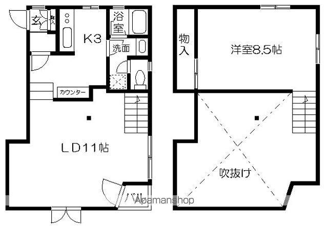 エルビス保田窪(1LDK/2階)の間取り写真