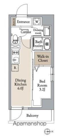 グランカーサ住吉Ⅱ(1DK/3階)の間取り写真