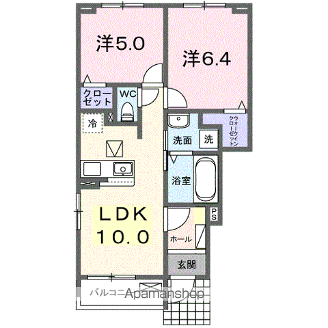グランツK(2LDK/1階)の間取り写真