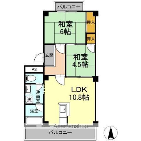 パルコ長和島(2LDK/4階)の間取り写真