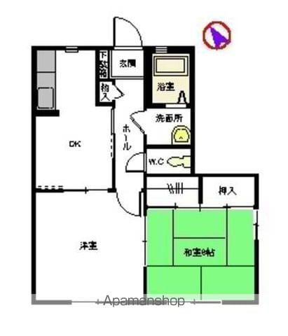 シャーメゾン城元 B棟(2DK/2階)の間取り写真