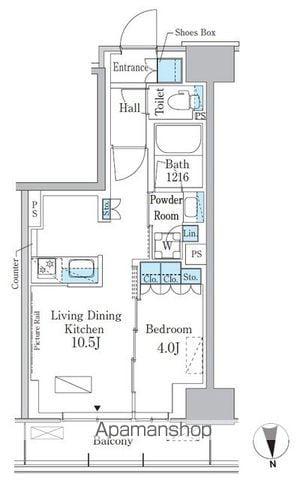 パークアクシス新宿百人町(1LDK/1階)の間取り写真