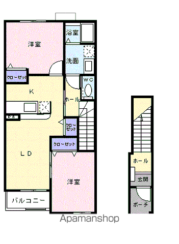 カームリー(2LDK/2階)の間取り写真