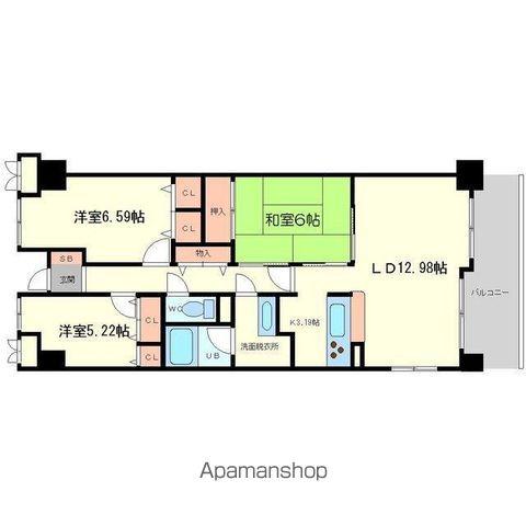 フロンティアタワー難波イースト(3LDK/10階)の間取り写真