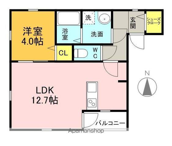 AZUR美園(1LDK/1階)の間取り写真