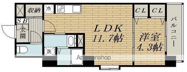 LA GRACE FUKUSHIMAⅡ(1LDK/7階)の間取り写真