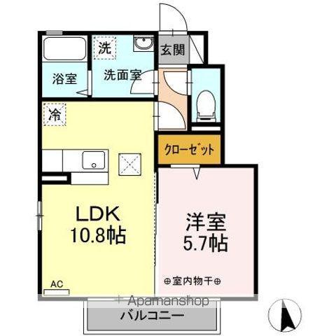D-ROOM八木田(1LDK/1階)の間取り写真