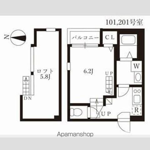 ハーモニーテラス河岸町Ⅱ(1K/1階)の間取り写真