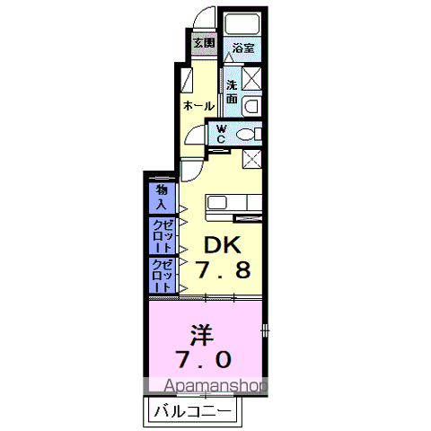 コモドアロッジオ2(1DK/1階)の間取り写真