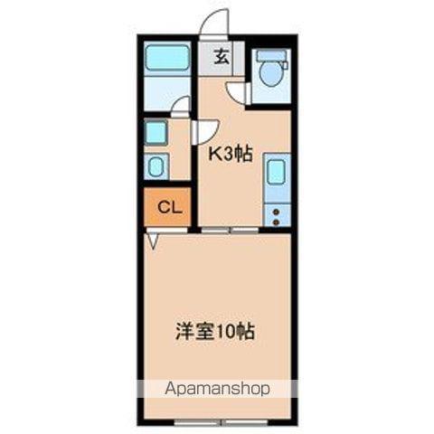 ミルーム津福(1K/1階)の間取り写真