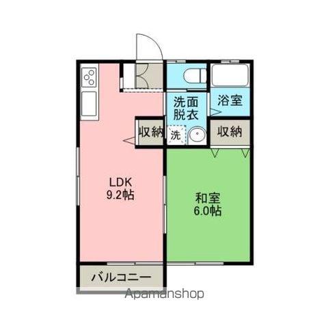 ニュー山いちA(1LDK/2階)の間取り写真