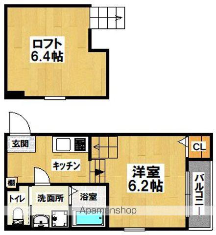 ハーモニーテラス清水丘2(1K/1階)の間取り写真