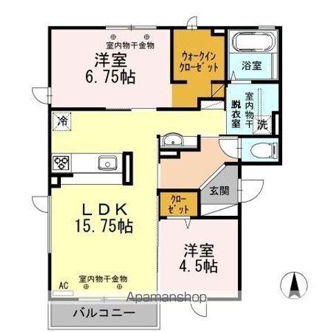 BELLA LUNA A(2LDK/2階)の間取り写真