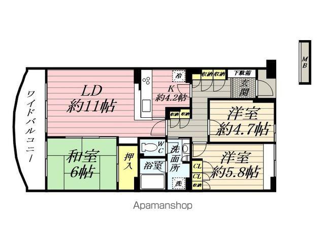 戸塚ガーデンハウスA(3LDK/6階)の間取り写真