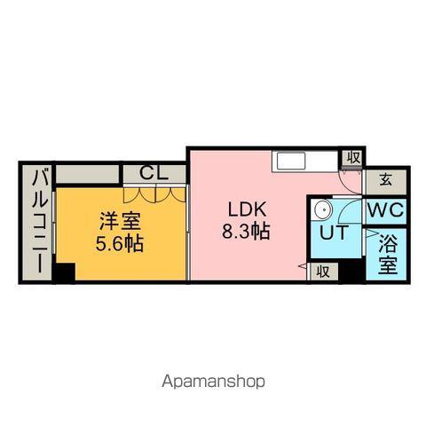 ブルースカイ北20(1DK/8階)の間取り写真