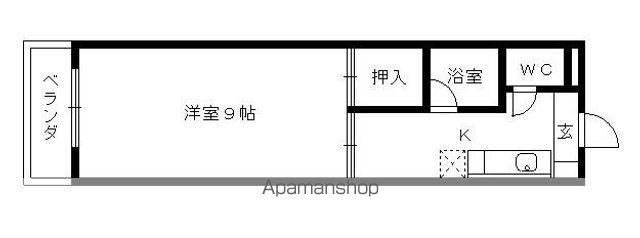アサイマンション(1K/3階)の間取り写真