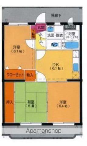 ユーミー乃万Ⅱ(3DK/2階)の間取り写真