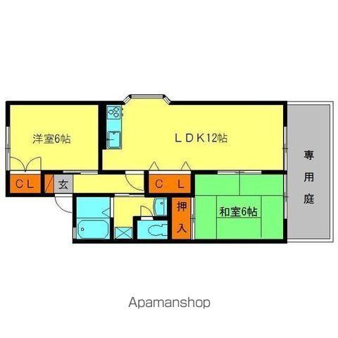 セジュールリカーⅡ(2LDK/1階)の間取り写真