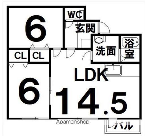 エスペラント2(2LDK/3階)の間取り写真