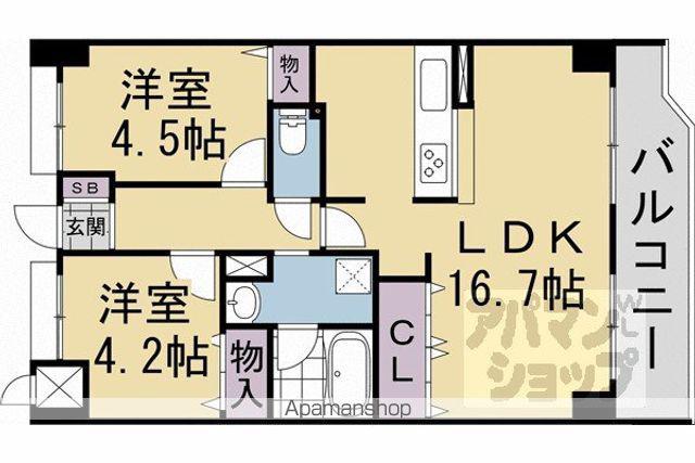 ライオンズマンション淀リバーサイド(2LDK/3階)の間取り写真