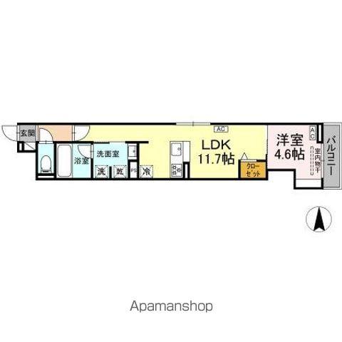 URBANA(1LDK/2階)の間取り写真