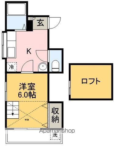 岩﨑ハイツⅡ(1K/3階)の間取り写真