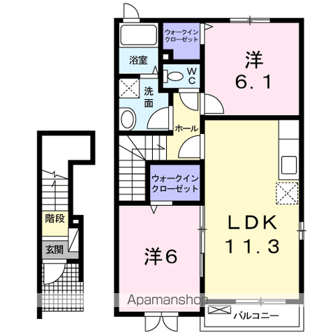 カーサ アモーレ A(2LDK/2階)の間取り写真