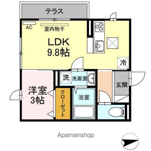 ハイアークD(1LDK/3階)の間取り写真