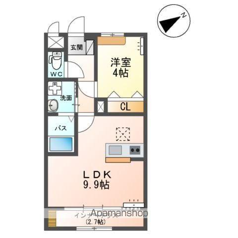 土浦市荒川沖西アパート(1LDK/1階)の間取り写真