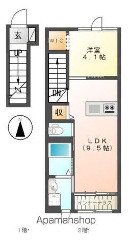 ミル フルール(1LDK/2階)の間取り写真