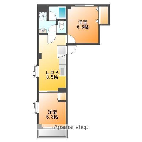 ラ・ジオン(2DK/2階)の間取り写真