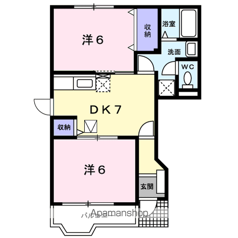 メゾン・グリシーヌ(2DK/1階)の間取り写真