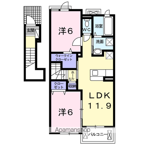 アヴニール北沢(2LDK/2階)の間取り写真