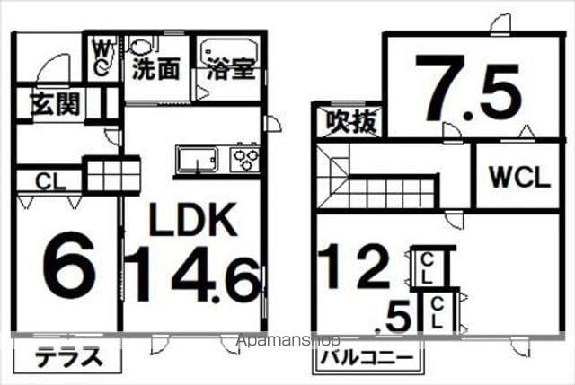 西１南２４　１棟２戸(3LDK)の間取り写真