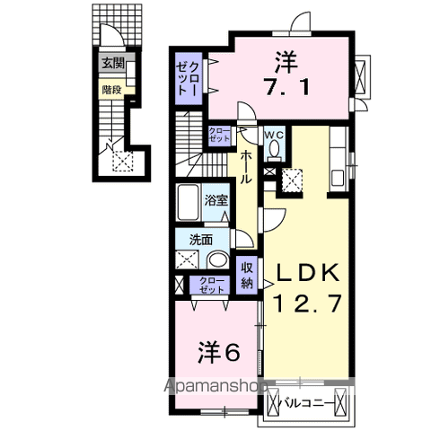 アメニティ Ⅰ(2LDK/2階)の間取り写真