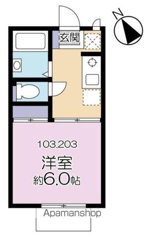 ヒルプレイス(1K/1階)の間取り写真