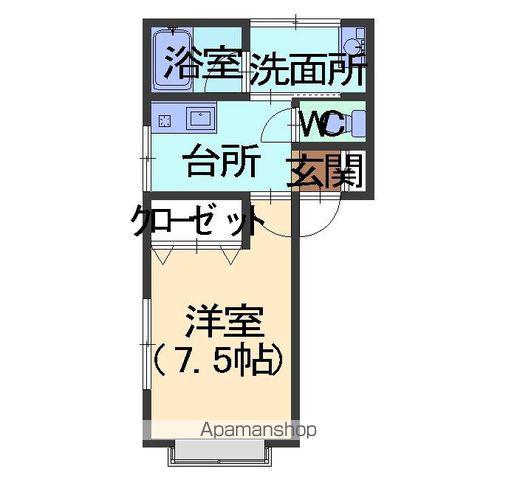 ミッキーハウス(1DK/1階)の間取り写真